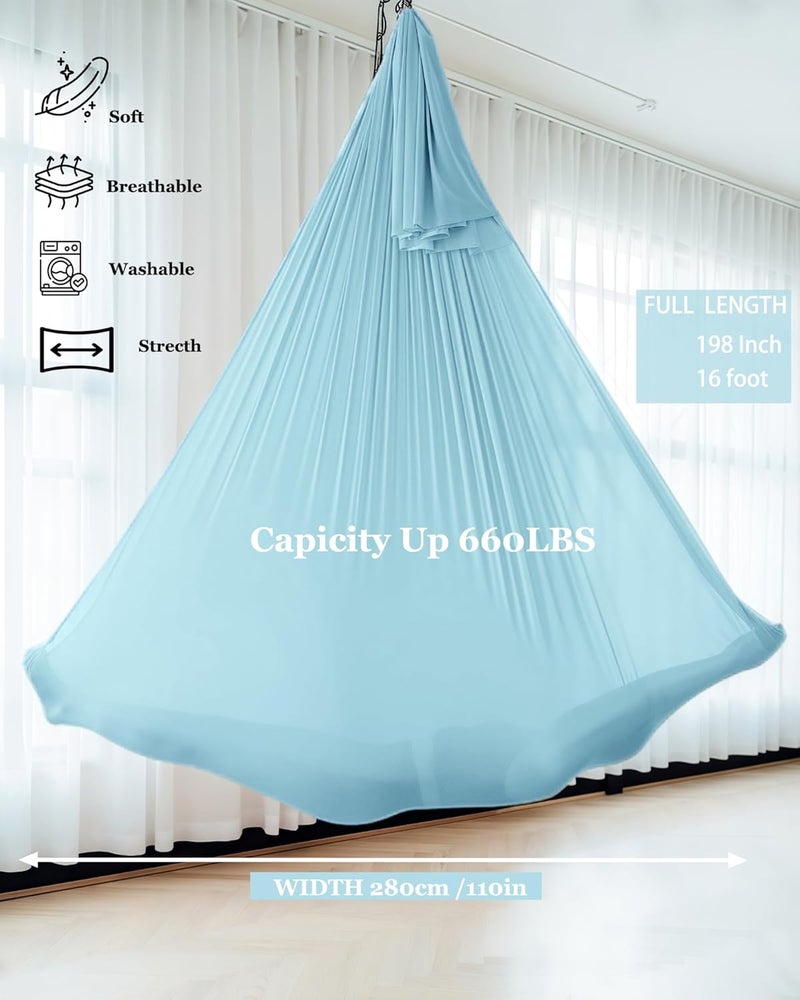 Flife Aerial Silk Yoga Hammock & Swing for yoga Inversion,Strength training,starter hardware kit - Image 2