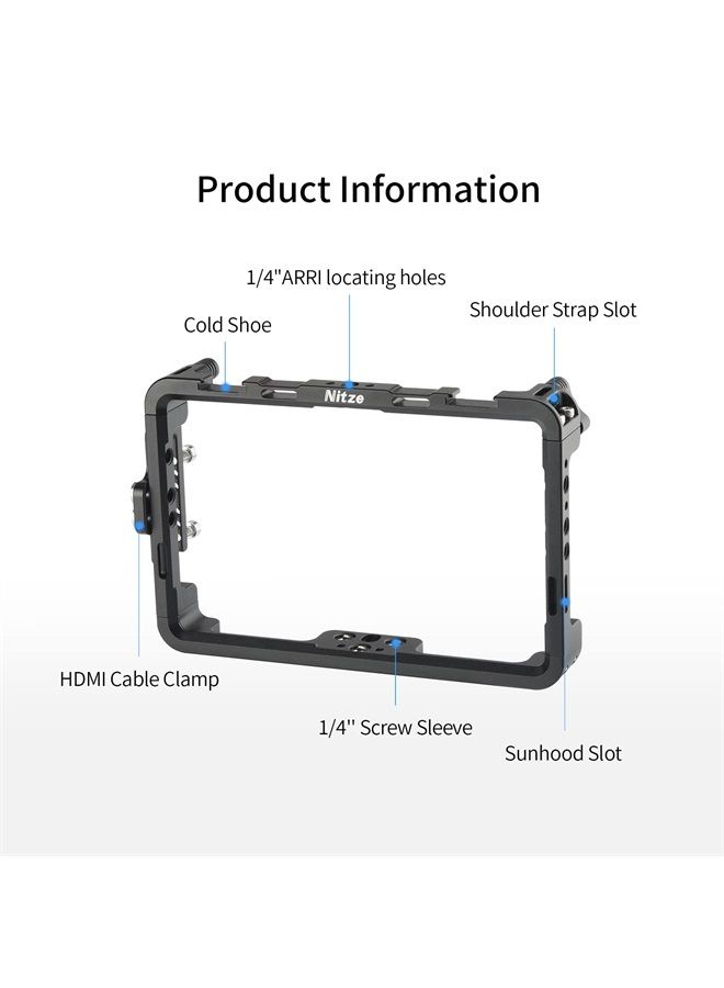 Nitze Cage for PortKeys LH5P / LH5P II 5.5" Monitor with Sunhood and HDMI Cable Clamp - JT-I01B - Image 2