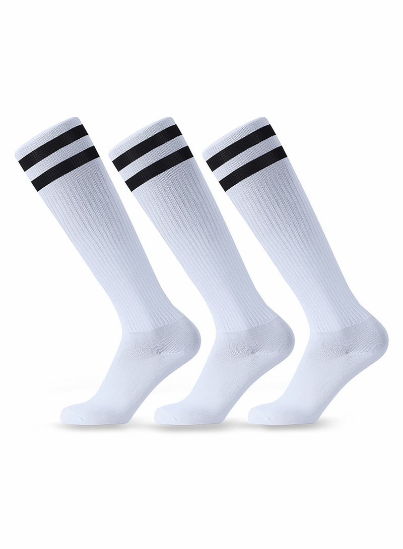 Men's Athletic Soccer Socks - 3 Pairs, Breathable & Moisture-Wicking, One Size Fits All - Image 1