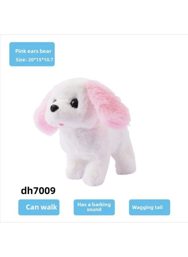 Simulation Electric Plush Dog Can Walk And Bark And Wag Its Tail Pet Toy Puppy Electronic Children's Toy Dog Wholesale-Color:Large Plush Electric Dog (pink Ears Bichon Frize)-Specifications:2 Aa Batteries (bring Your Own)  - Image 1