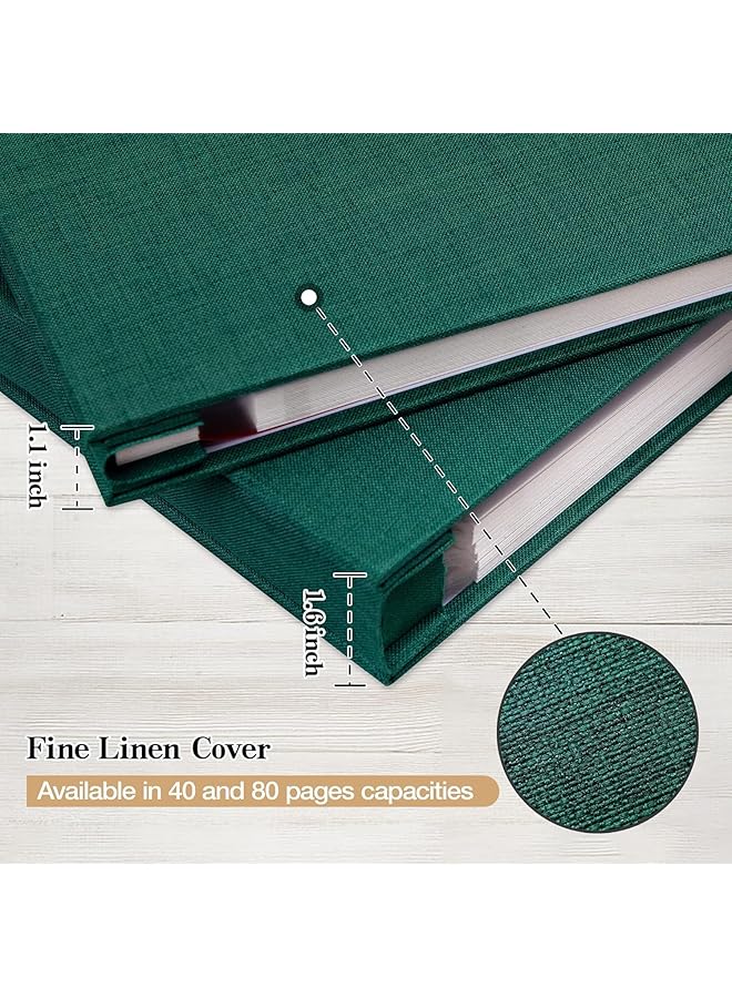 erorex Large Photo Album Self Adhesive Pictures Linen Cover With Window 40 Blank Pages 20 Sheets Diy Scrapbook Album 28Cm X 27Cm Green 120 03 - Image 4