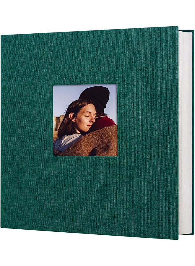 erorex Large Photo Album Self Adhesive Pictures Linen Cover With Window 40 Blank Pages 20 Sheets Diy Scrapbook Album 28Cm X 27Cm Green 120 03 - Image 1