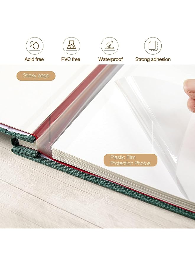 erorex Large Photo Album Self Adhesive Pictures Linen Cover With Window 40 Blank Pages 20 Sheets Diy Scrapbook Album 28Cm X 27Cm Green 120 03 - Image 3