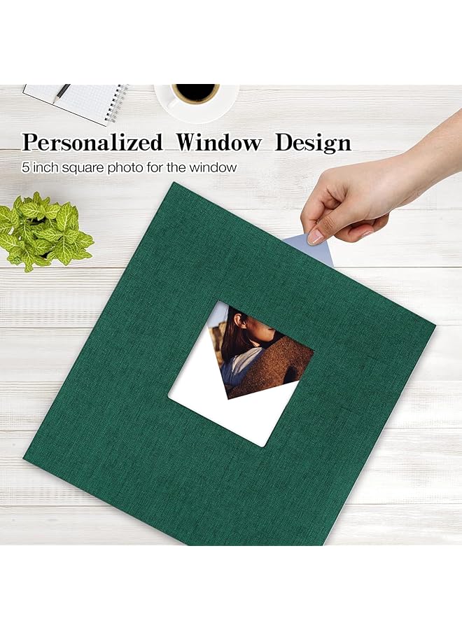 erorex Large Photo Album Self Adhesive Pictures Linen Cover With Window 40 Blank Pages 20 Sheets Diy Scrapbook Album 28Cm X 27Cm Green 120 03 - Image 2