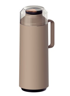 Since 1911,Made in Brazil- Exata Beige Plastic Thermal Flask with 1 Liter Glass Liner and Plastic Lid