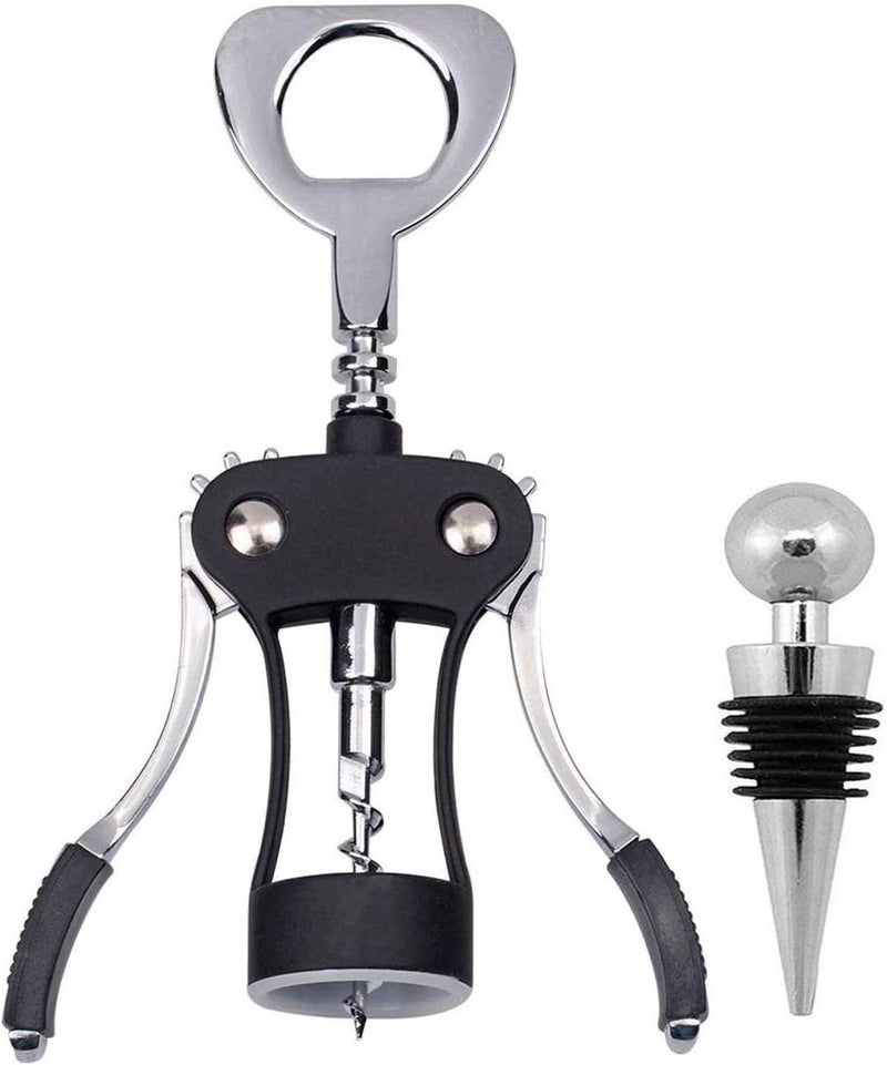 ilyever Wing Corkscrew, Premium Wine Opener with Bottle Stopper,Multifunctional Corkscrew Wine Cork Opener Bottler Opener Remover for Home, Kitchen,Restaurant,Party and as Gift,Black - Image 1