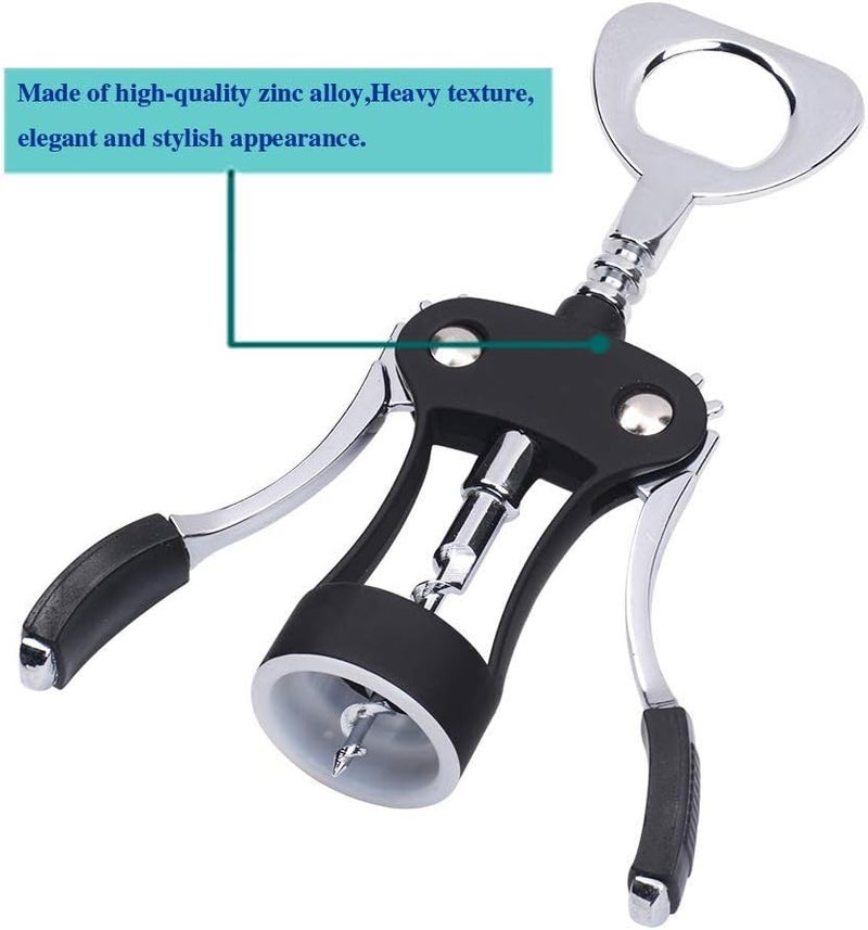 ilyever Wing Corkscrew, Premium Wine Opener with Bottle Stopper,Multifunctional Corkscrew Wine Cork Opener Bottler Opener Remover for Home, Kitchen,Restaurant,Party and as Gift,Black - Image 3