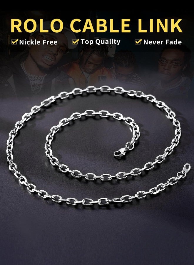 ChainsHouse Stainless Steel Chain 5mm 20inch Mens Rolo Chain Necklace Silver Color - Image 4