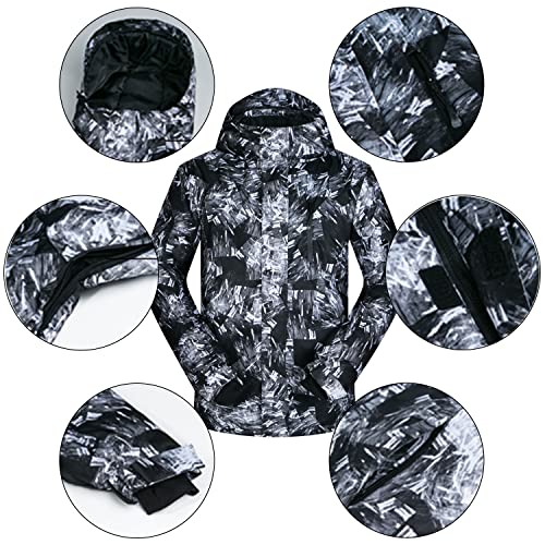 Come Wonka Mens Ski Jacket and Pants Set Ski Suit Winter Waterproof Windproof Hooded Snow Coat 2 Pieces Snowboarding Snowsuits Black+Black X-Large - Image 4