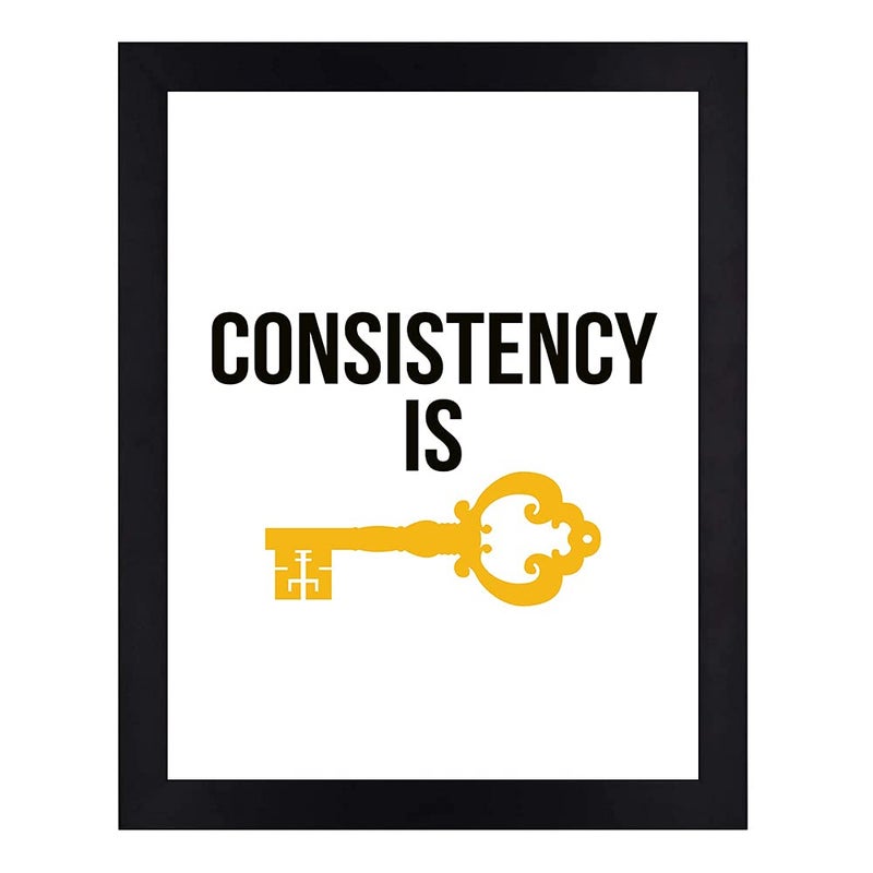 Interio Crafts Motivational Quote Poster with Frame Consistency is Key Frame Size 13X10 InchesSynthetic Wood
