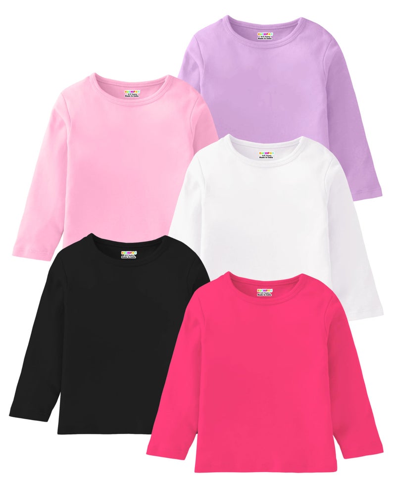 Kuchipoo Girls Regular Fit Full Sleeves Cotton T-Shirts (KUC-TSHRT-544, 5-6 Years, Multi-Colored) - Image 1