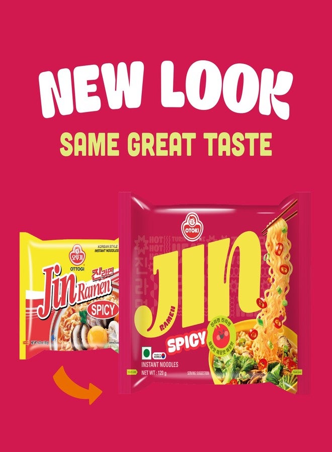 Ottogi Jin Ramen Korean Style Instant Noodles Spicy Flavor 120g, Pack of 10 (1.2kg) | Veg & Authentic Korean Ramen Noodle | The Product of Korea - Image 4