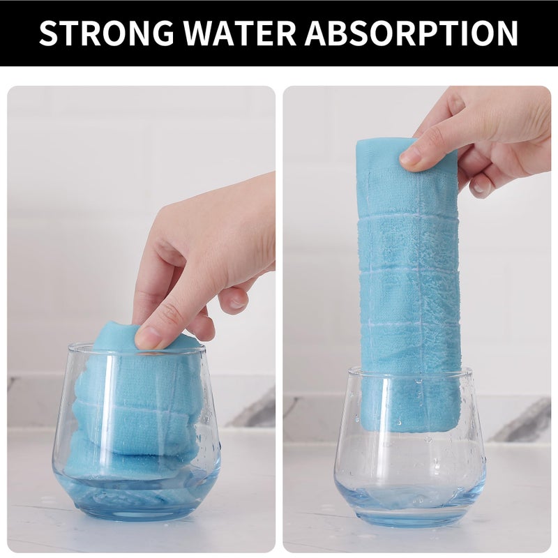 Homaxy 100% Cotton Terry Kitchen Dish Cloths  Ultra Soft and Absorbent Dish Towels for Kitchen  Suitable for Drying and Washing Dishes  8 Pack  12 x 12 Inches Sky Blue - Image 3