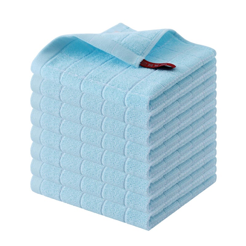 Homaxy 100% Cotton Terry Kitchen Dish Cloths  Ultra Soft and Absorbent Dish Towels for Kitchen  Suitable for Drying and Washing Dishes  8 Pack  12 x 12 Inches Sky Blue - Image 1