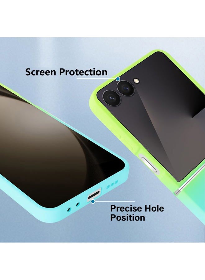 Omio Magnetic Silicone Case for Samsung Galaxy Z Flip 7 Compatible with MagSafe, Luxury Gradient Design Slim Soft Liquid Silicone Shockproof Phone Cover for Women Men Girls, Green/Blue - Image 5