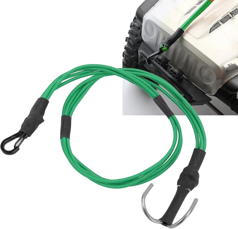 Green Elastic Winch Rope with Alloy Hooks for 1 10 1 8 Scale RC Crawler - Image 3