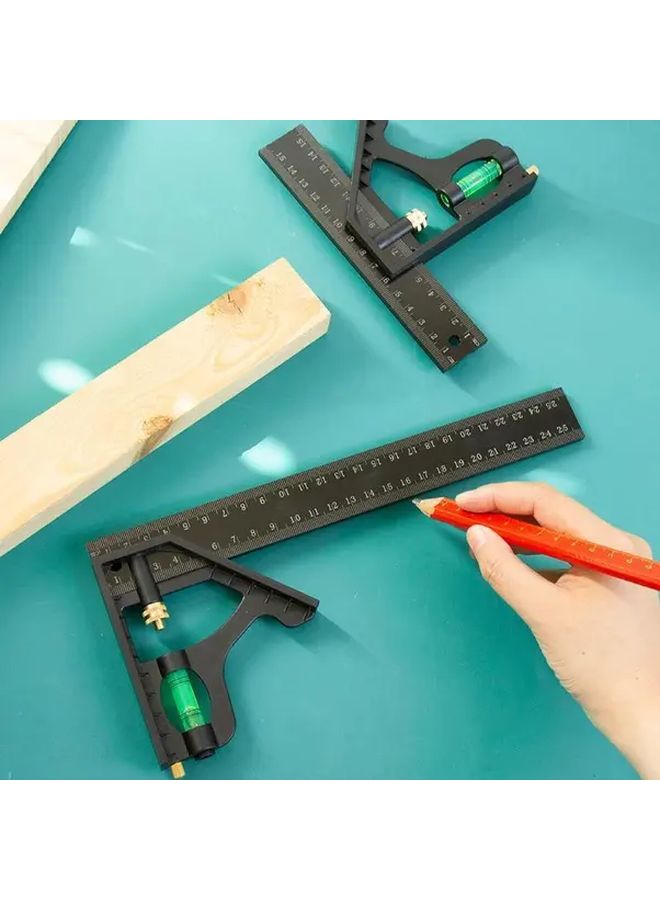 Black Adjustable Woodworking Square Precision 45 Degree Measuring Tool with Easy Read Scale for DIY - Image 5