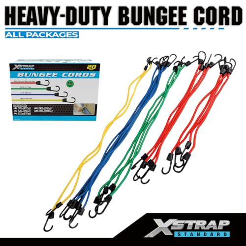 XSTRAP STANDARD 20 Pieces Premium Bungee Cords Assortment - Includes 20”, 24”, 30”, 35”, 40” Bungee Cords with Hooks - Image 2