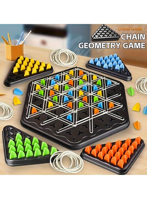 شطرنج السلسلة المثلثة - لعبة عائلية تفاعلية للأطفال والكبار، تعزز التفكير المنطقي ومهارات حل الألغاز والتواصل العاطفي – مثالية للعب الجماعي والتفاعل بين الوالدين والأطفال، وممتعة ومحمولة للحديقة، مناسبة للأعمار 3+.