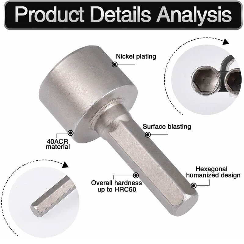 SEMITO 14 Piece Power Nut Driver Drill Bit Socket Wrench Tool Set | 35K Carbon Steel 1/4 Inch Hex Shank Nut Driver Bits | Rustproof Wrench Adapter Kit for Drill Machine - Image 2