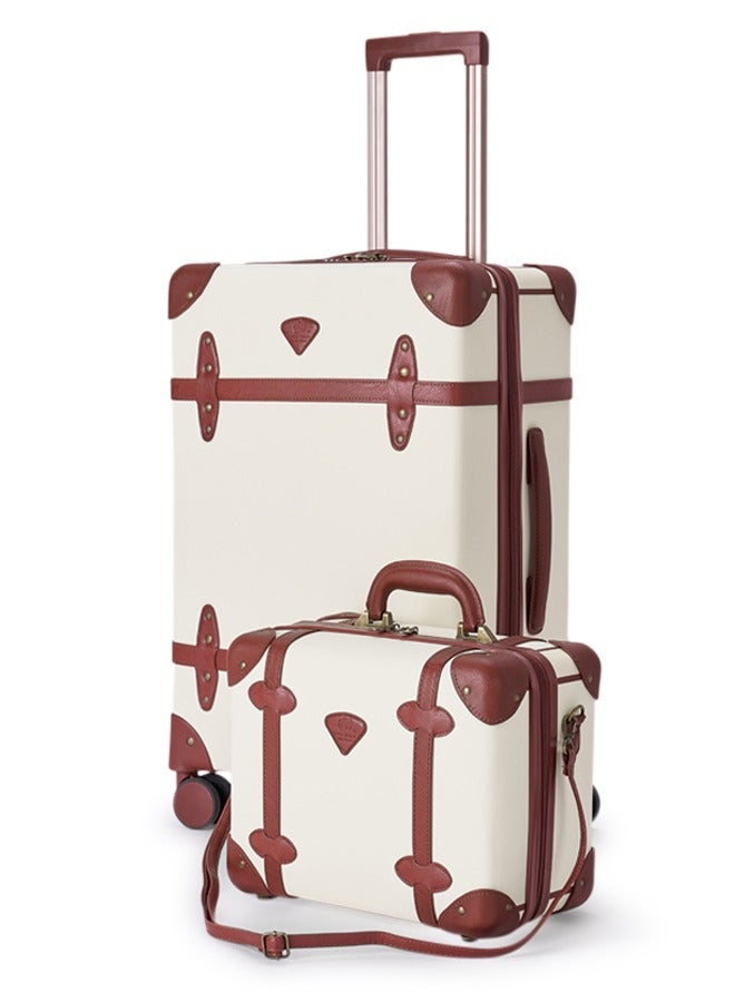 ليمرا طقم شنط سفر كلاسيك جلد من ليمرا 4 قطع لون بيج/بني فاتح مقاسات 28"-24"-20"-14" بوصة - Image 3