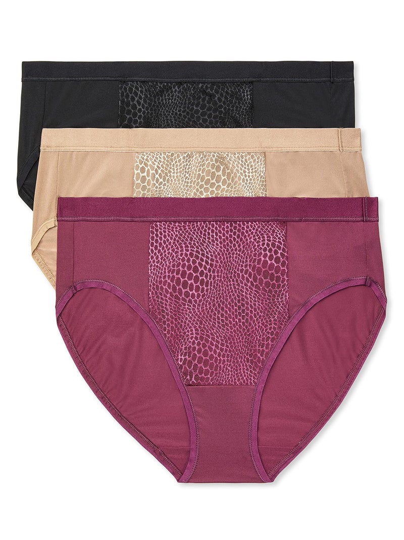 Warner's womens Blissful Benefits Tummy Smoothing Hi-cut Panty Underwear, Amaranth Toasted Almond Black, Medium US - Image 1