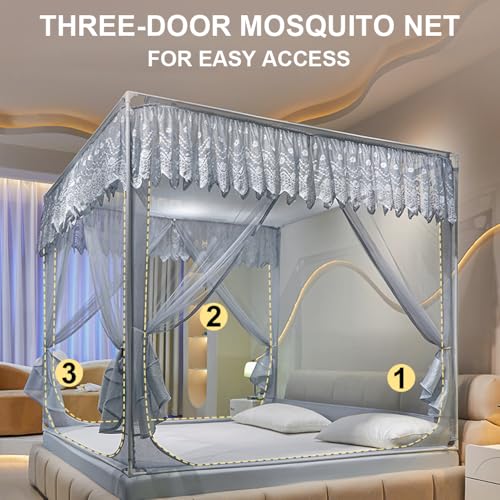 Dawnwake Mosquito Net, Anti-Fall Mosquito Neting Bed for Babies/Adult/Outdoor,Portable Foldable Travel/Camping Mosquito Net Tent, Suit for King Size Bed (Yellow, 200 * 180cm) - Image 3