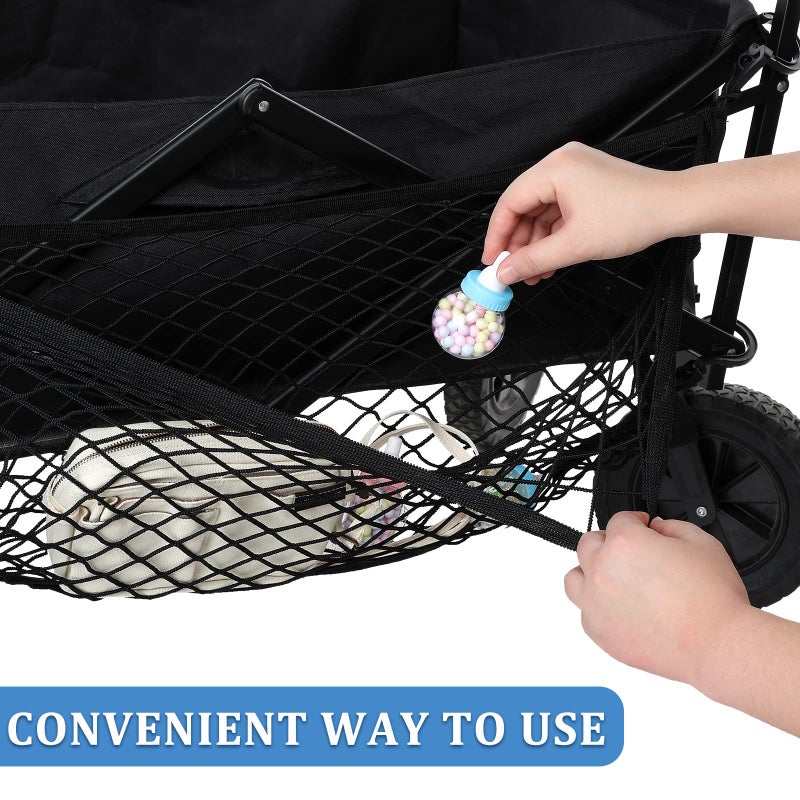 Woanger 2 Pcs Wagon Cargo Net for Stroller 13.78 x 27.56 Inch Heavy Duty Stretchable Foldable Cargo Net for Extra Storage Space Large Storage Capacity Net Wagon Accessories - Image 5