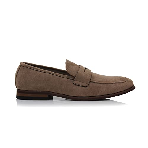 Ferro Aldo Dylan Men's Classic Penny Loafer | Slip-on Dress Shoe in Vegan Suede for Business, Formal & Casual | MFA19671 | in Cognac Brown Suede, Size 10 - Image 2
