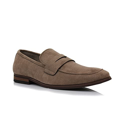 Ferro Aldo Dylan Men's Classic Penny Loafer | Slip-on Dress Shoe in Vegan Suede for Business, Formal & Casual | MFA19671 | in Cognac Brown Suede, Size 10 - Image 1
