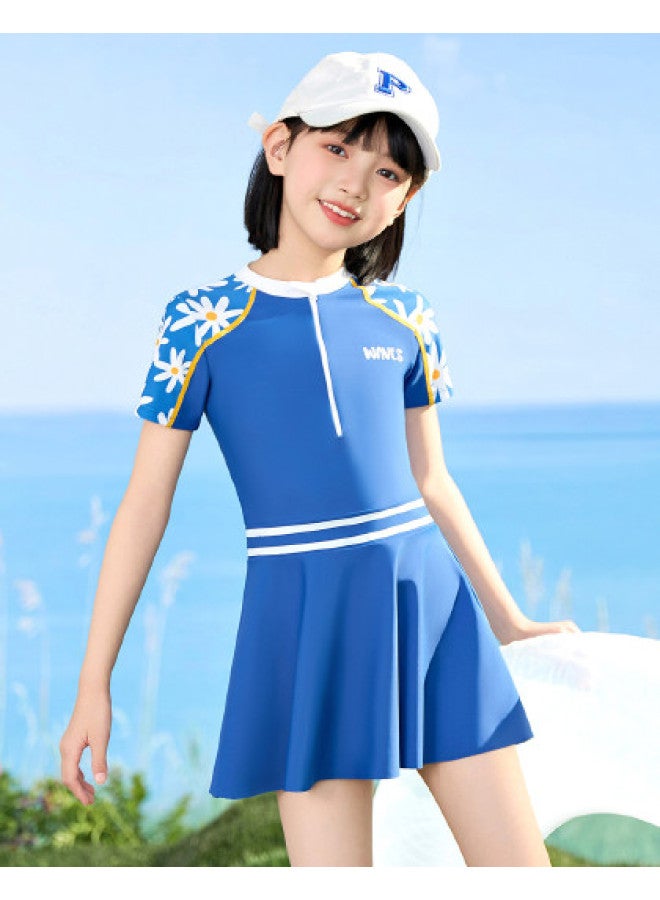 YouYou Children's Swimsuit Girls' Swimsuit Girls' One-piece Swimsuit Dress Professional Swimming Training Equipment Comfortable Hot Spring Swimsuit - Image 1