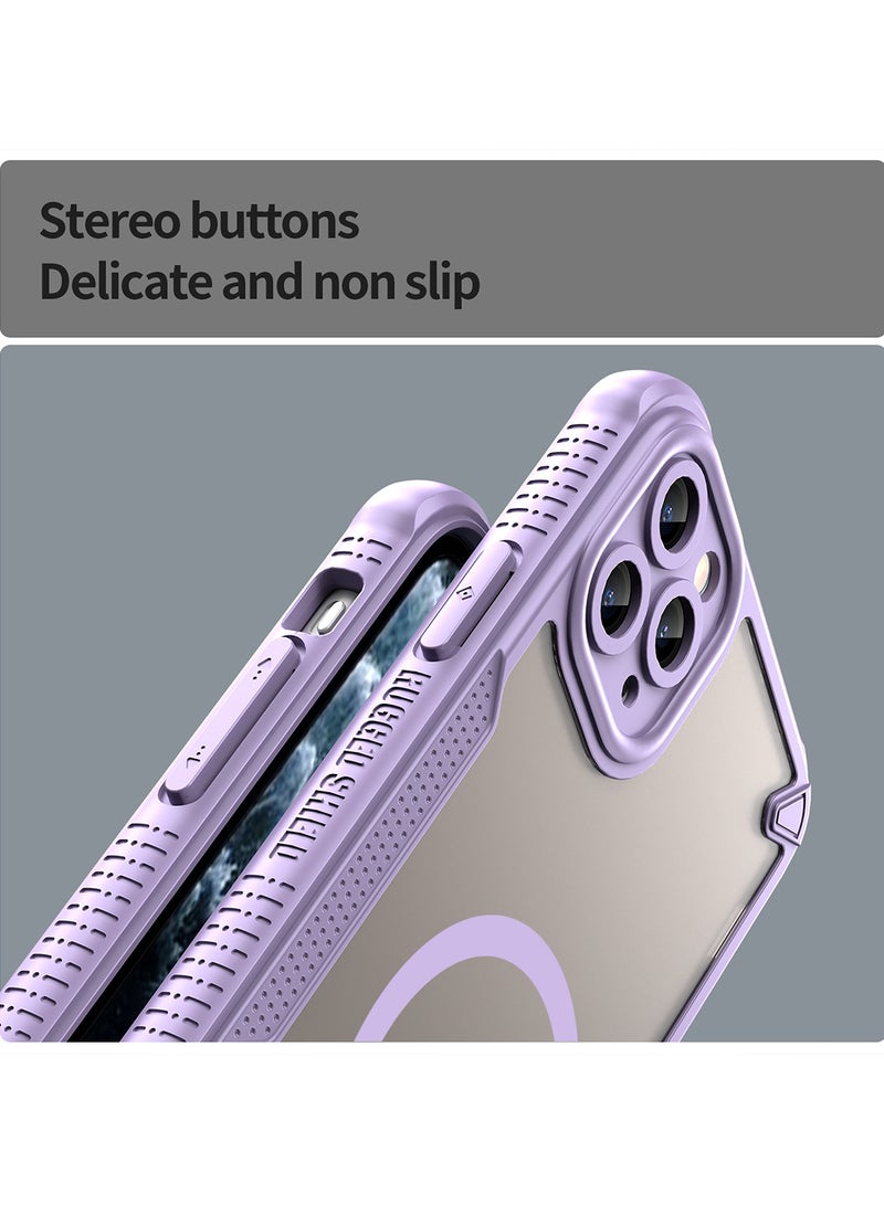 Cover For iPhone 11 Pro Max Armor Glaze MagSafe Magnetic Phone Case Raised edges around the screen and camera lens help prevent scratches - Purple - Image 3
