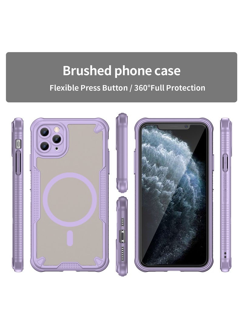 Cover For iPhone 11 Pro Max Armor Glaze MagSafe Magnetic Phone Case Raised edges around the screen and camera lens help prevent scratches - Purple - Image 5