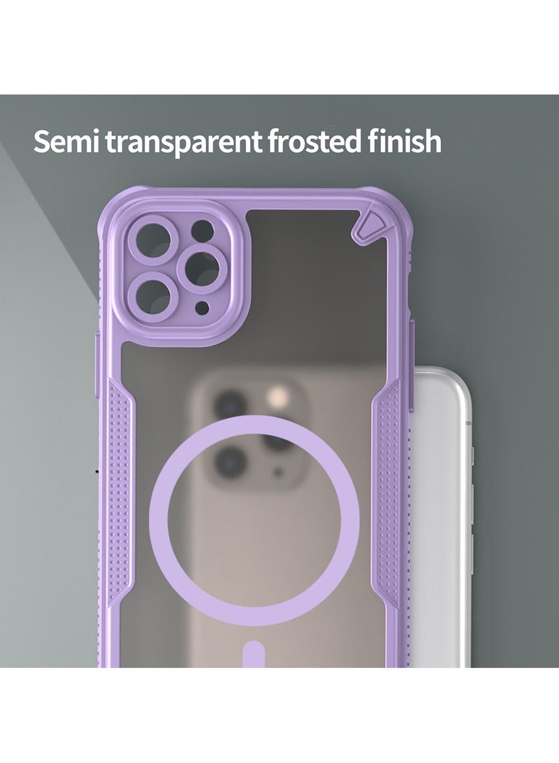 Cover For iPhone 11 Pro Max Armor Glaze MagSafe Magnetic Phone Case Raised edges around the screen and camera lens help prevent scratches - Purple - Image 4