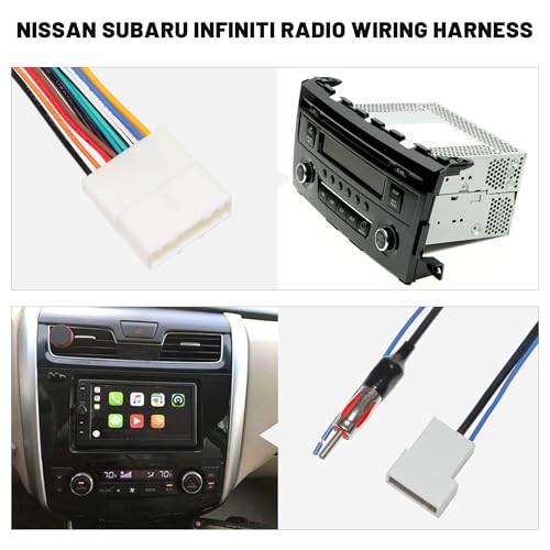 NuIth Radio Wiring Harness Connector Replacement for Nissan 2007-2019,Infiniti 2008-2013,Subaru 2008-2013 with Antenna Adapter Plug Aftermarket CD Player Stereo Receiver Wire Adaptor - Image 2