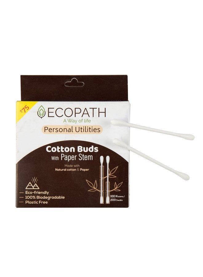 ECOPATH Ecopath Paper Stem Cotton Buds | Dual-Tipped Q-Tips for Ear Cleaning & Makeup | 100% Biodegradable, Eco-Friendly & Plastic-Free Cotton Swabs | Soft & Absorbent | (Pack of 1) - Image 1