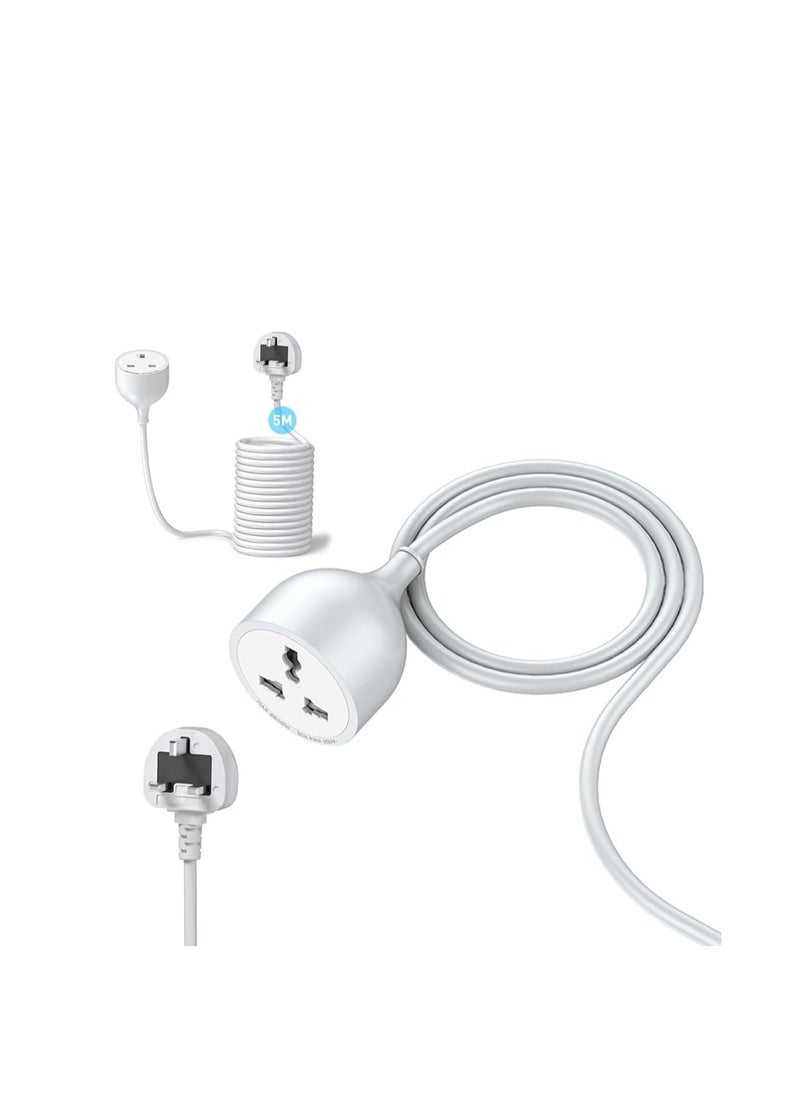 Tafan TAFAN™ 5M Heavy Duty Extension Cord - Single Outlet, 2500W 10A, Expandable Electric Extension Cable, UK Plug, White  - Image 1