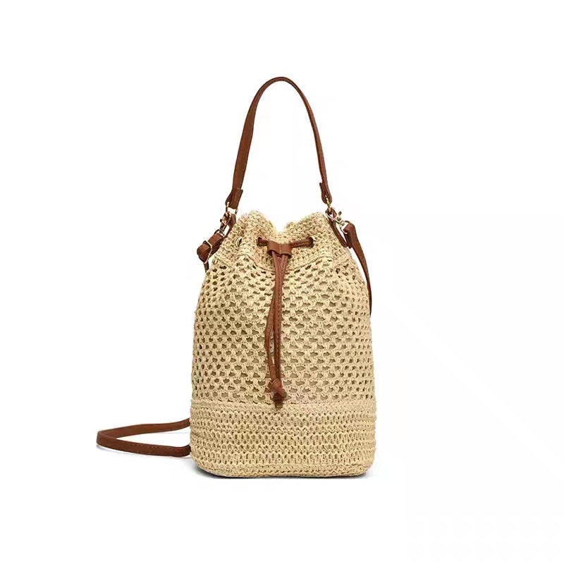 Woven Bags For Women 2026 New Fashion Bucket Bag Summer Niche Versatile Straw Bag Beach Shoulder Crossbody Bag - Image 1