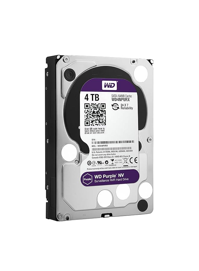 Wd Purple 4Tb Hard Drive For Video Surveillance Intellipower Sata 6 Gb S 64Mb Cache 3.5 Inch Wd40Purx  - Image 1