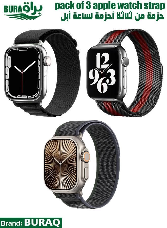 BURAQ Apple Watch Band Strap For Apple Watch Ultra 2/Ultra 49mm, Series 10 46mm, 9/8/7 45mm, SE2/SE/6/5/4 44mm, 3/2/1 42mm