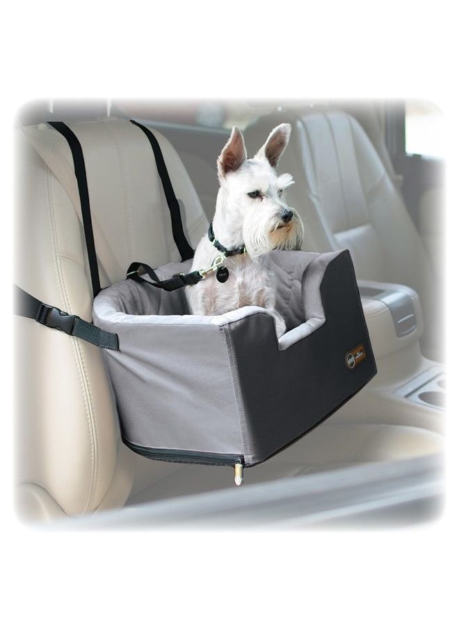 K&H Pet Products Hanging Bucket Booster Pet Seat, Elevated Dog Booster Car Seat, Car Window View for Petite and Toy Breeds, Gray 16 X 14.5 Inches  - Image 1