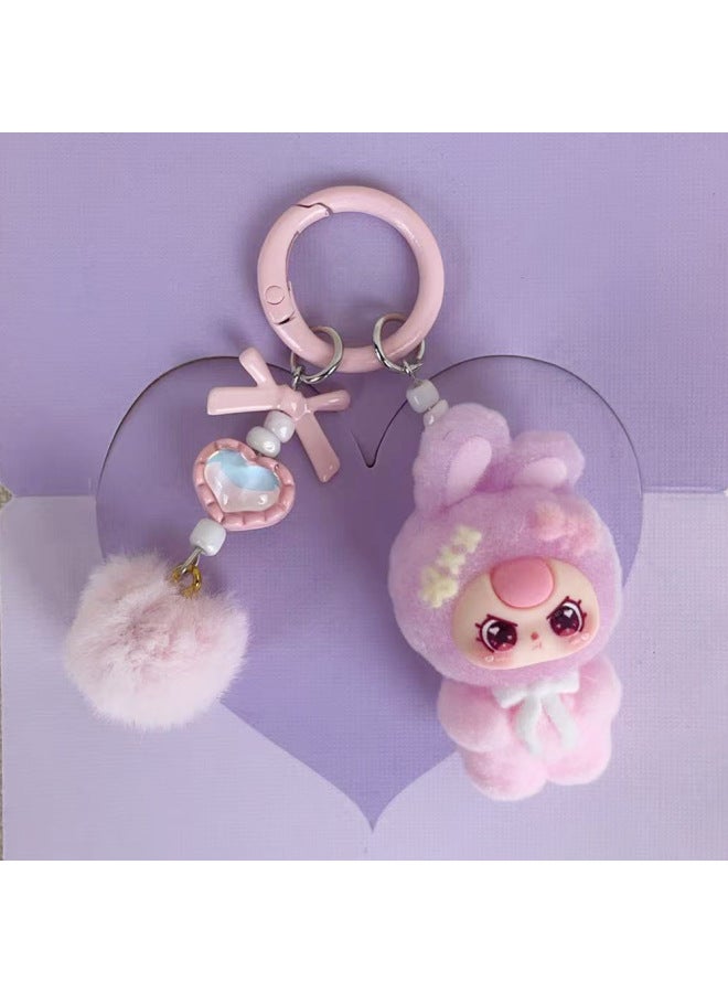 Flocked Standing Doll Three-year-old Pendant School Bag Cartoon Diy Doll Girl Pendant Student Keychain Gift