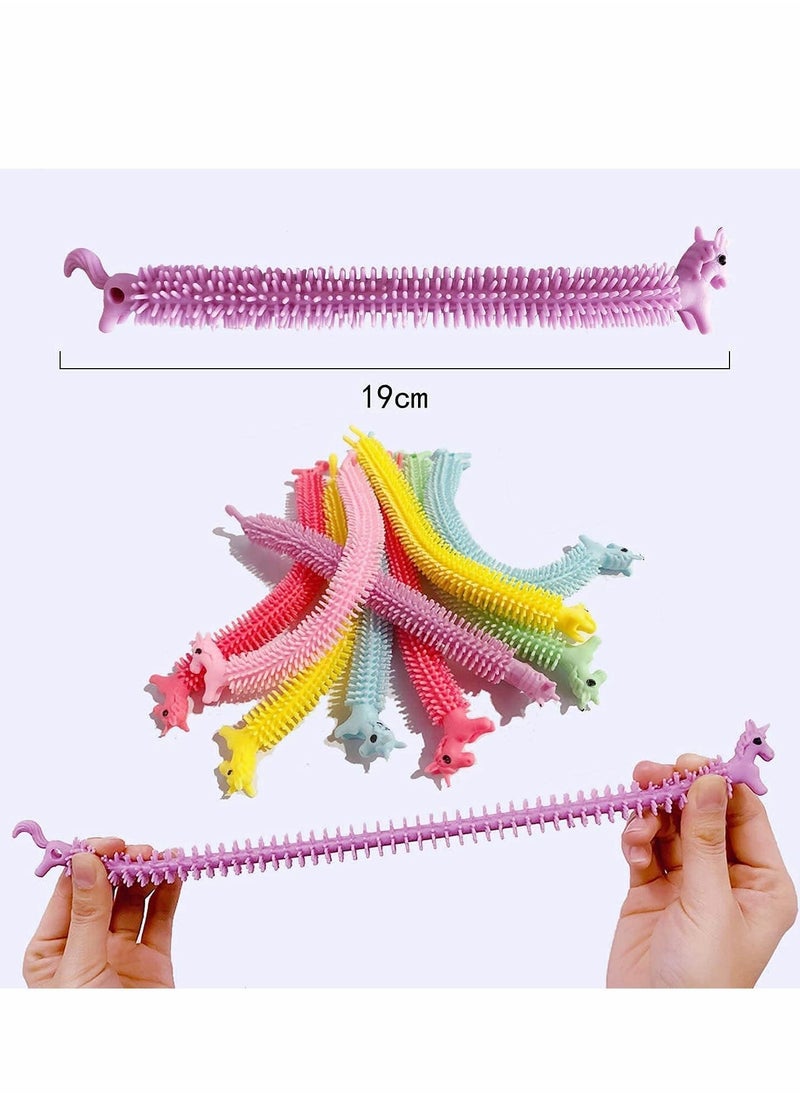 Y&D - 12 Pack Sensory Toys Unicorn Stretchy String for Stress Relief Colorful Fidget Anxiety Squeeze Noodles Toy Kids and Adults with ADD,ADHD,OCD - Image 1