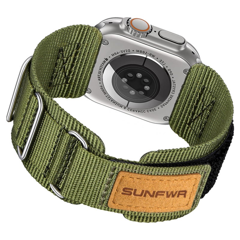 SUNFWR Rugged Nylon Band for Apple Watch 42mm(Series 11/10) 41mm 40mm 38mm Men,Velcro Tactical Military Strap for iWatch Series 11/10/9/8/7/6/5/4/3/2/1/SE - Image 1