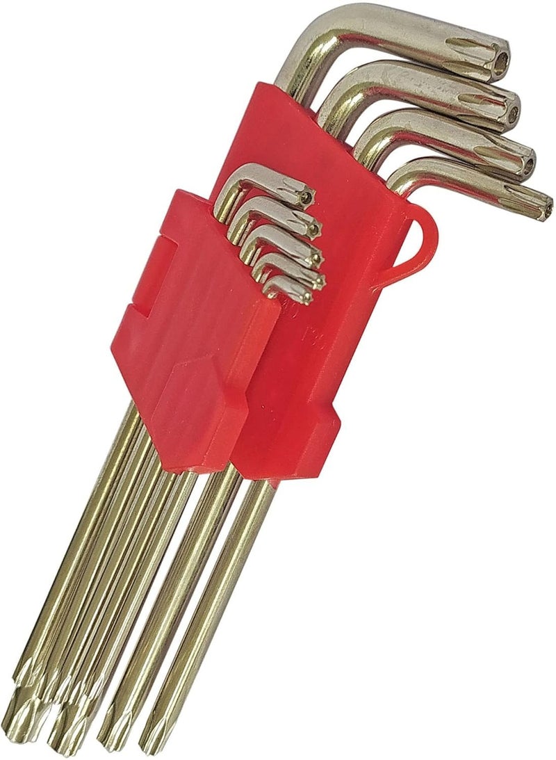 PERFECT TECH long TorxStar Allen Key Set 9 pcs from T10 to T50 CRV Champhered HeadL Type DoubleEnd Wrench Set Allen KeyTorx Star Spanner Key Set Hand Tools Allen Key Set - Image 2