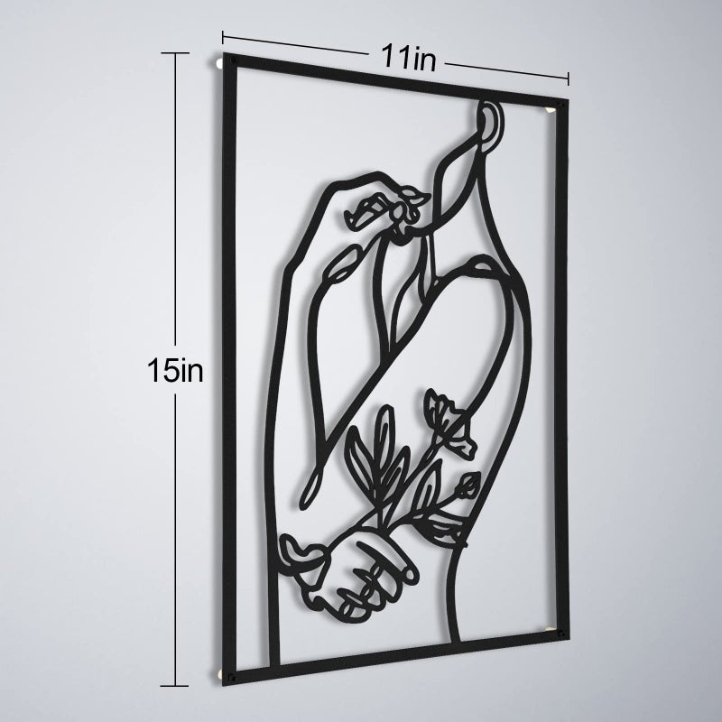 AGIOTA 3 Pcs Wall Decor Above Bed Minimalist Wall Art for Living Room Metal Line Art - Female Body, Black Room Decor for Bedroom Modern Wall Art for Indoor 15inch - Image 4