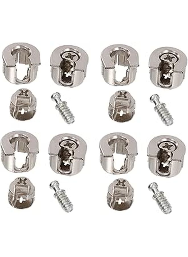 Silver Eccentric Furniture Connectors 10 Pcs Shelf Pin Fittings For Cabinets 2X2 1CM - Image 1