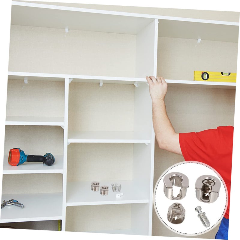 Silver Eccentric Furniture Connectors 10 Pcs Shelf Pin Fittings For Cabinets 2X2 1CM - Image 4