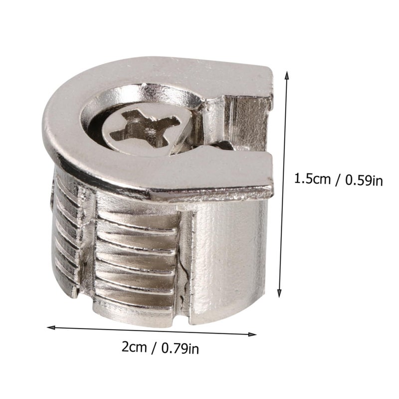 Silver Eccentric Furniture Connectors 10 Pcs Shelf Pin Fittings For Cabinets 2X2 1CM - Image 3