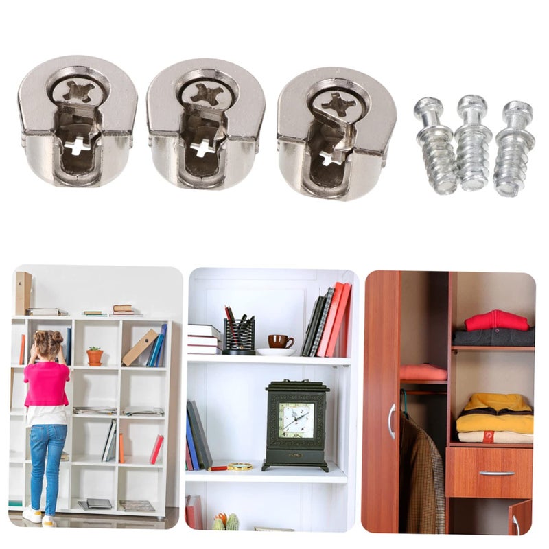Silver Eccentric Furniture Connectors 10 Pcs Shelf Pin Fittings For Cabinets 2X2 1CM - Image 5